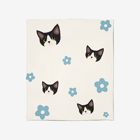 Custom Pet Blanket-blue flower Custom Cat Blenkt